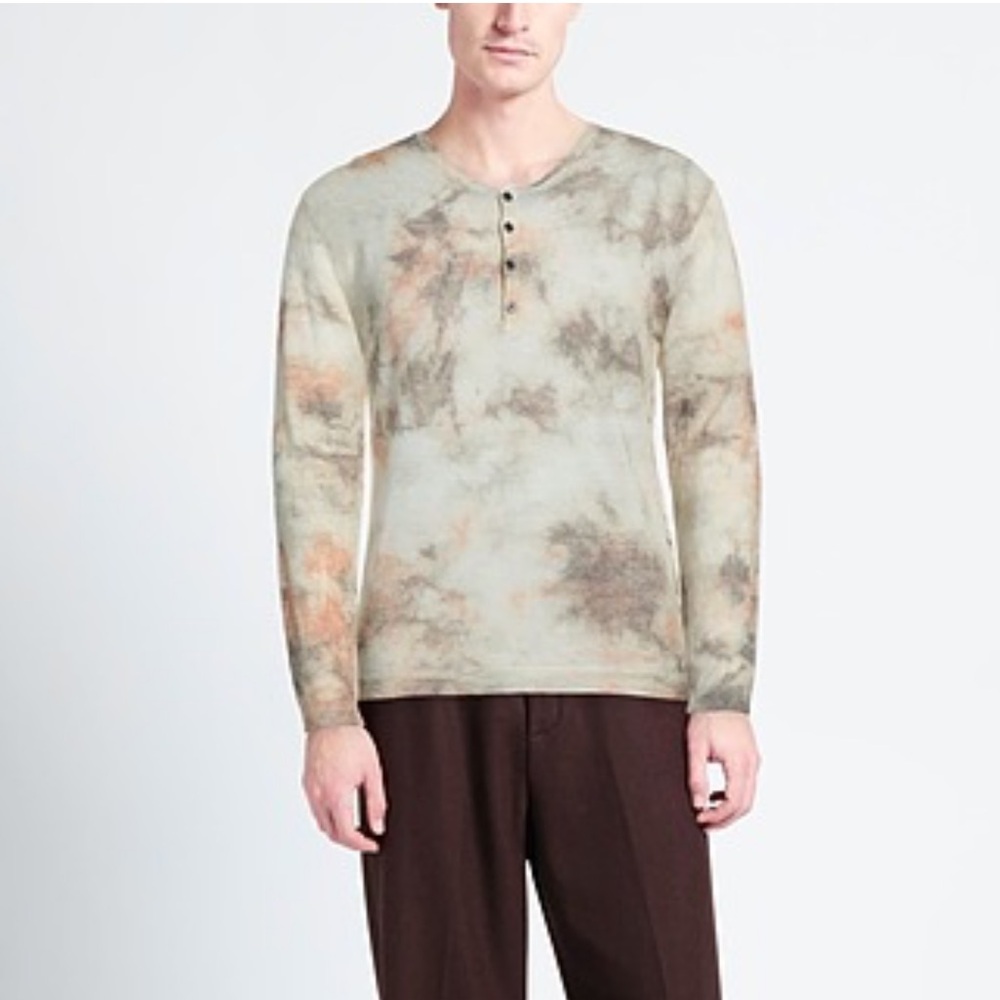 John Varvatos Henley Merino Wool & Linen Sweater